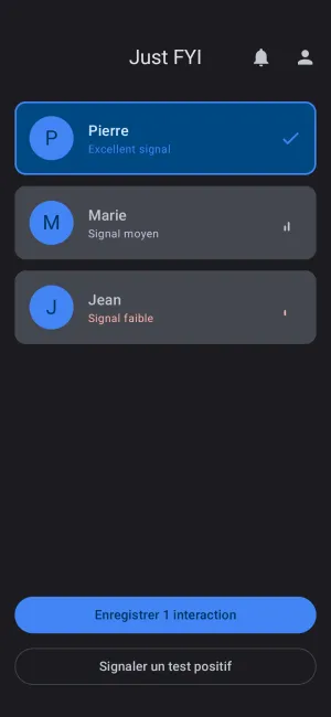 Capture d'ecran de l'application Just FYI 2